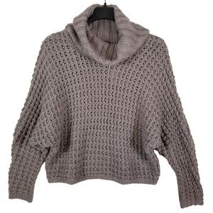 Express Womens Cowl Neck Chunky Knit Batwing Sweater Taupe Mauve Size Medium NWT
